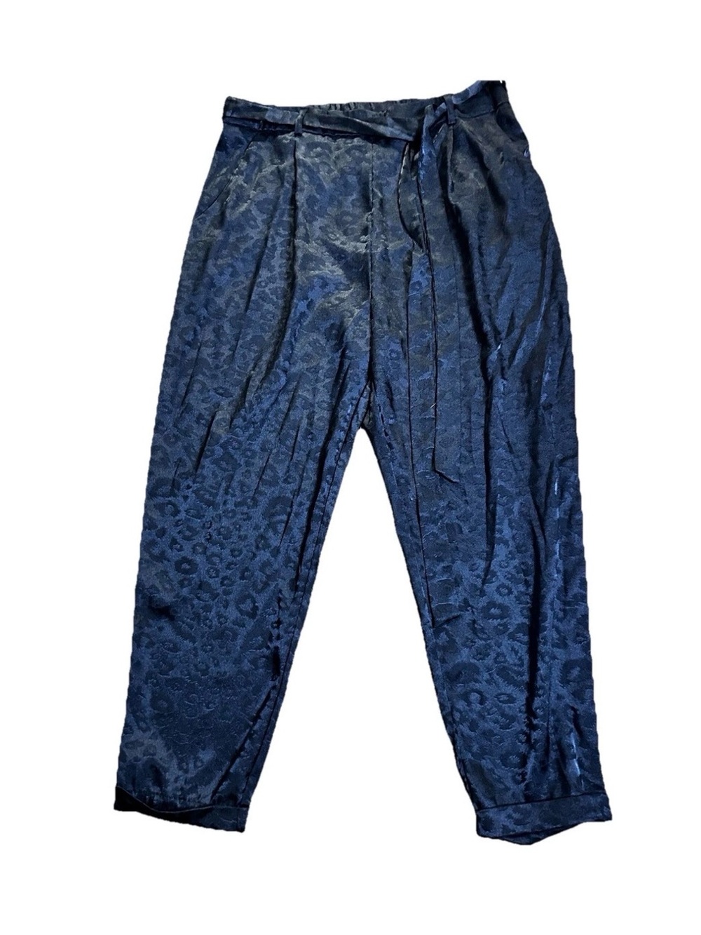 Mi Ami Black silky Textured fancy trouser Pants